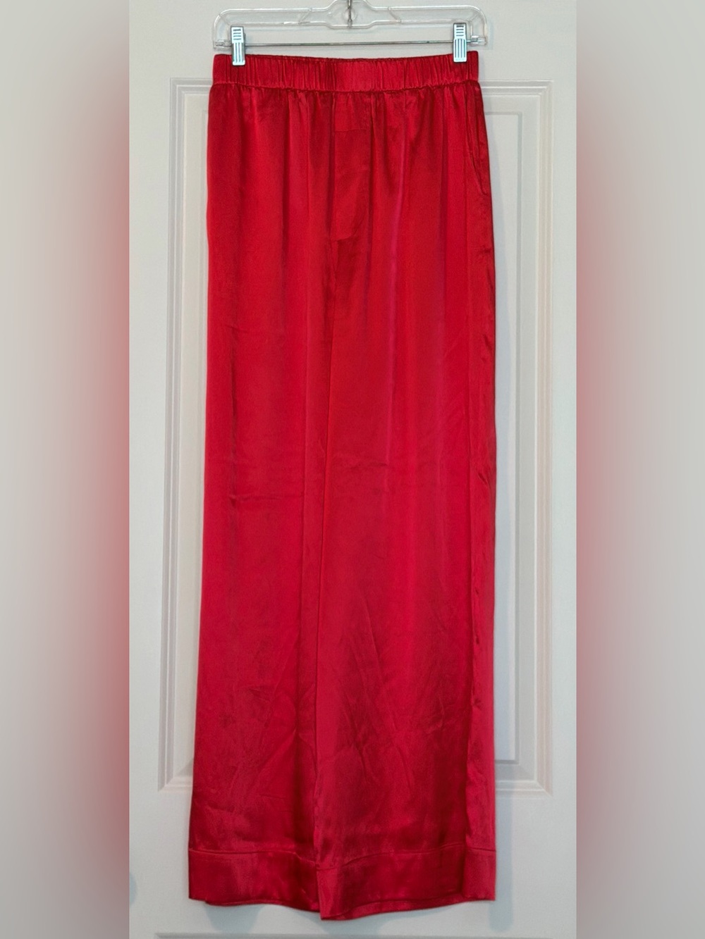 Daily Drills Red Satin Wide Leg Pants